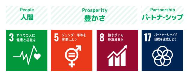 People 人間 / Prosperity 豊かさ / Partnership パ-トナ-シップ